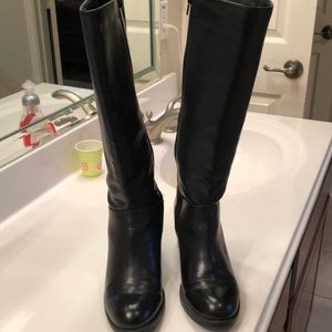 Black tall wide calf boots 7W
